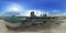 Aerial spherical panorama of a construction site Miami Beach Venetian Islands