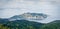 Aerial spring view of Asos peninsula and town. Misty morning seascape of Ionian Sea. Majestic outdoor scene of Kephalonia island,