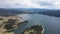 Aerial Spring view of Dospat Reservoir, Bulgaria