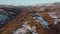 Aerial springtime view above the mountain valley, at Rucar-Bran pass