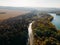 Aerial stock footage of beautiful autumn landscape at sunset lakes and rivers