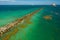 Aerial stock image Miami Beach jetty Atlantic Ocean