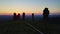 Aerial: Stone pillars of weathering on Mount Manpupuner at dusk