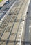 Aerial of streetcar rails in Cologne