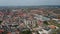 Aerial stunning view of Esbjerg, Denmark. Panning drone view over the characteristic brick buildings of one of the most