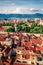 Aerial summer cityscape of Split city, Croatia, Europe. Great morning view of Balkans. Beautiful world of Mediterranean countries.