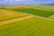 Aerial summer fields and road