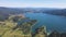 Aerial Summer view of Dospat Reservoir, Bulgaria