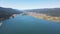 Aerial Summer view of Dospat Reservoir near town of Sarnitsa, Bulgaria