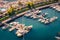 Aerial summer view of Marina di Portopiccolo town,Trieste location, Italy, Europe.