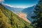 Aerial summer view of Martigny town. Sunny morning scene of Swiss Alps