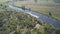 Aerial summer view to Desna river and forest