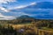 Aerial Sunrise Panorama of Lummi island, Washington.