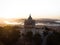 Aerial sunrise panorama of Santuario de Santa Luzia monastery sanctuary hilltop church in Viana do Castelo Portugal