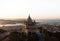 Aerial sunrise panorama of Santuario de Santa Luzia monastery sanctuary hilltop church in Viana do Castelo Portugal