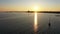 Aerial sunset in the Bay of Lemmer at the IJsselmeer in the Netherlands