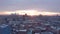 Aerial sunset panorama over Moscow.