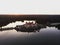 Aerial sunset panorama of Schloss Moritzburg baroque castle on Schlossteich lake island in Saxony Germany Europe