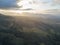 Aerial sunset and rice fields in Ruteng