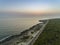 Aerial sunset seascape coastline near Cascais, Portugal