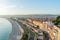 Aerial sunset view of the famous Angel\'s Bay, Nice