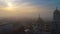 Aerial sunset view over The Cathedral of the Assumption in Varna, Bulgaria and street traffic in the city center