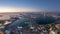 Aerial sunset view of Palm Jumeirah Island day to night timelapse.