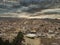 Aerial sunset view panorama of the Fez el Bali medina Morocco. Fes el Bali was founded as the capital of the Idrisid dynasty