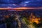 Aerial sunset view of Varna city, Bulgaria