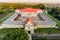 Aerial sunset view of a Zbarazh Castle in Zbarazh town, Ternopil region, Ukraine