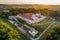 Aerial sunset view of a Zbarazh Castle in Zbarazh town, Ternopil region, Ukraine