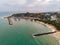 Aerial. Tangalle beach. Sri Lanka. bay ships