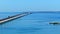 Aerial telephoto stock footage Seven Mile Bridge Florida Keys 2023