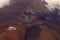 Aerial of Telescopes and roadway on top of Mauna Kea Mountain on Hawaii island