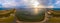 Aerial three hundred and sixty degrees panorama of a lake