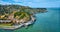 Aerial Tiburon coast with wide view of city and houses around Lyford Cove