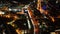 Aerial timelapse of the Boston city center at night with zoom
