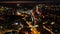 Aerial timelapse of the Boston Skyline at night with zoom out