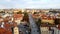 Aerial timelapse of people tourists walking on famous Charles Bridge in Prague