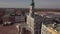 Aerial to main Town Hall at great market Square in Zamosc at sunny day, Poland