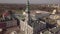 Aerial to main Town Hall at great market Square in Zamosc at sunny day, Poland