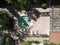 Aerial to view of small Jacuzzi pool in townhouse community, San Diego, California, USA