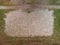 Aerial top down drone shot of deserted beach volleyball playing field in local recreation area in autumn with fallen leaves