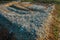 Aerial top down view of city garbage dump. Pile of plastic trash, food waste, landfill