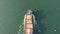 Aerial top down view container ship sail at sea