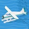 Aerial Top Oblique View Pontoon Plane Vector Illustration