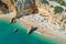 Aerial top shot from Praia da Marinha in the Algarve Portugal