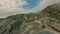 Aerial top view of accurate serpentine narrow road. A road full of twists and turns in Eastern Turkey, Hasankeyf. Aerial