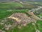 Aerial top view of big stones named Kamyana Mohyla, Melitopol Ukraine