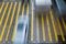 Aerial top view of cars driving pass walking street with zebra crossing or pedestrian crossing. Business traffic road in urban